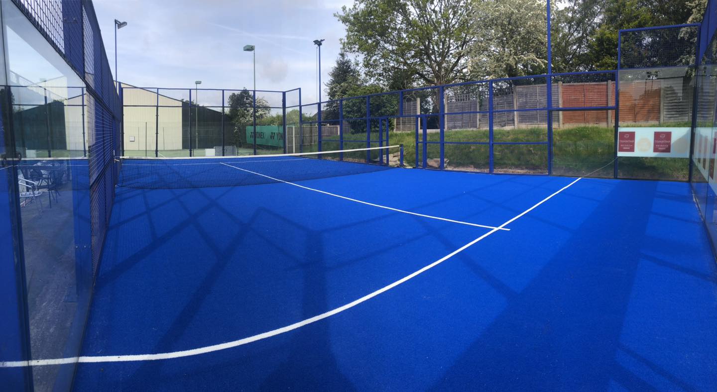 Slide  showing Our new blue padel surface is installed and ready for action