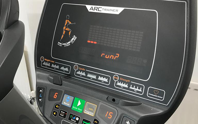 Slide  showing Cybex Arc elliptical cross-trainer